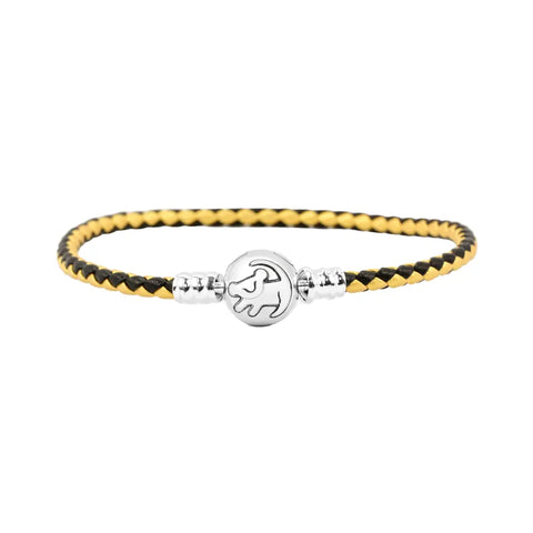 Lion King - Simba Gold & Black Leather Bracelet - The Lion King - Simba Gold & Black Leather Bracelet