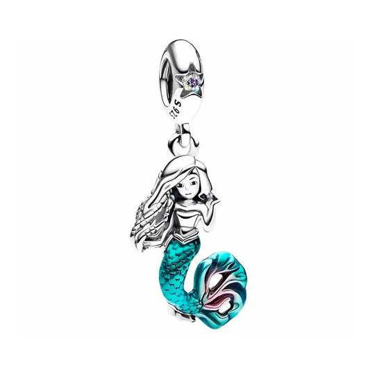 Ariel Mermaid Charm with Glittering Green Tail Design