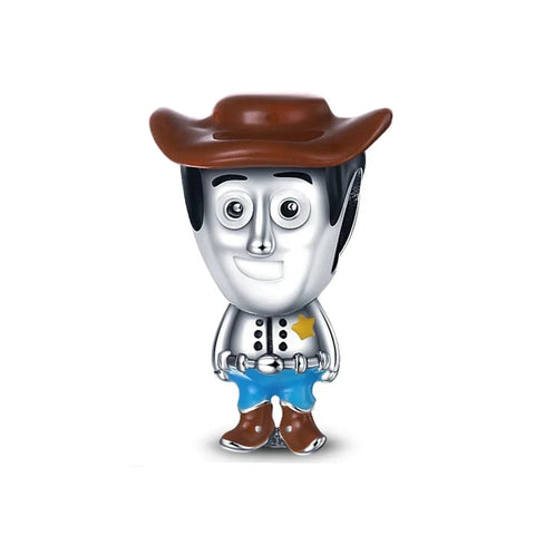 Toy Story Woody Character Charm Blue Accent Charm - Toy Story Woody Character Charm Blue Accent Charm - Compatible with Pandora Bracelets