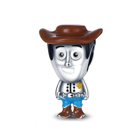 Toy Story Woody Character Charm Blue Accent Charm - Compatible with Pandora Bracelets