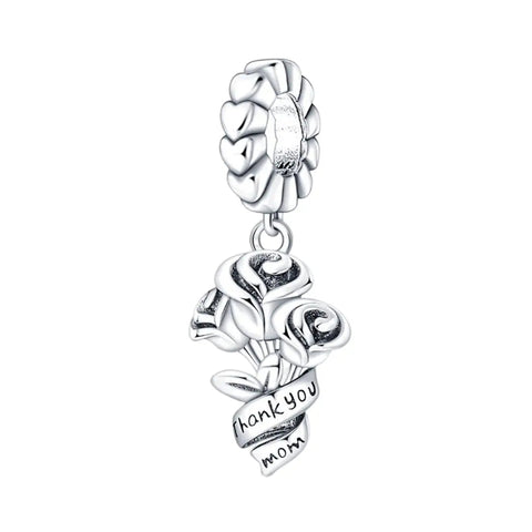 Triple Rose Thank You Mum Dangle Charm