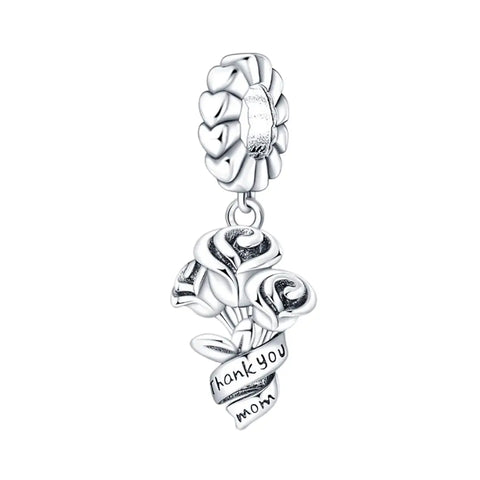 Triple Rose Thank You Mum Dangle Charm - Triple Rose Thank You Mum Dangle Charm