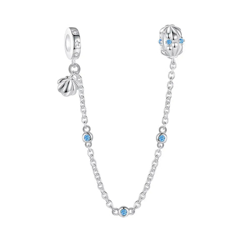 Triple Stone and Seashell Bracelet Safety Chain - Triple Stone and Seashell Safety Chain