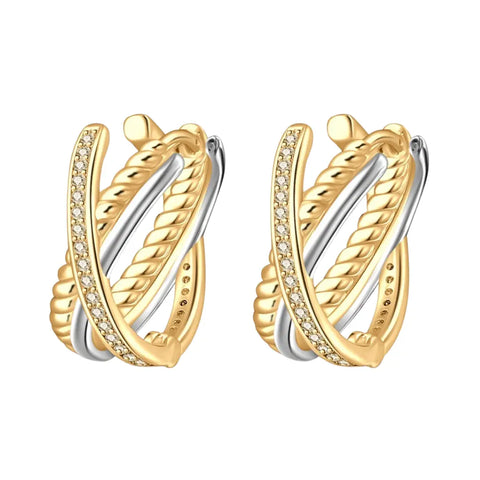 Two-Tone Elegance Hoop Earrings - Two-Tone Elegance Hoop Earrings