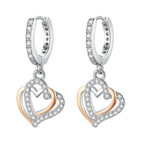 Two Tone Entwined Heart Hoop Earrings