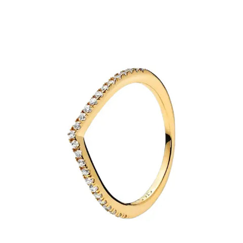 Gold V-Band Shiny Wishbone Ring