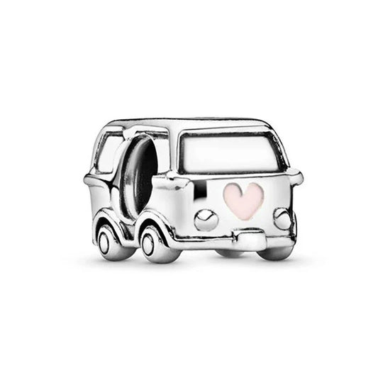 Van Silver Pink Heart Charm