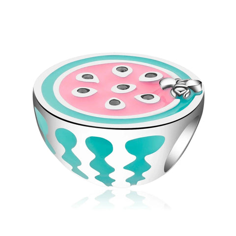 Watermelon Shaped Bow Charm Cyan Accent - Watermelon Shaped Bow Charm Cyan Accent