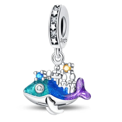 Whale With Colorful Fish Pandora Charm