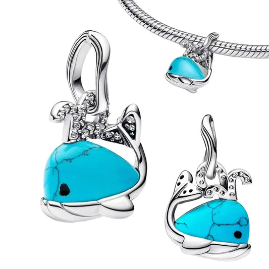 Whale With Turquoise Stone Charm