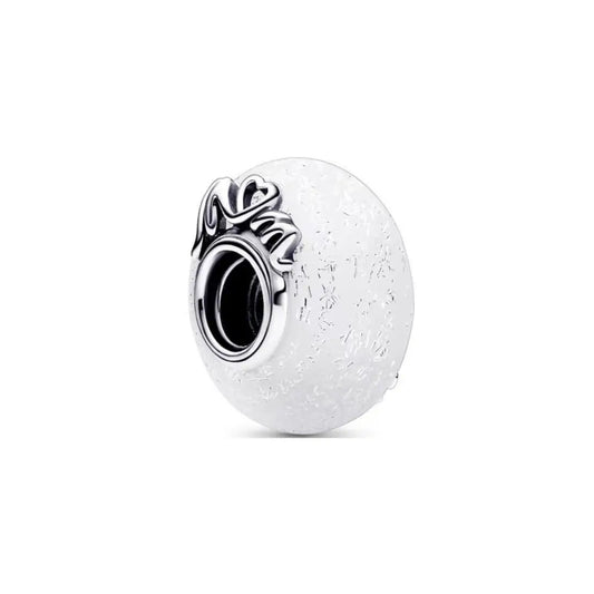 White Murano Glass Mum and Love Charm