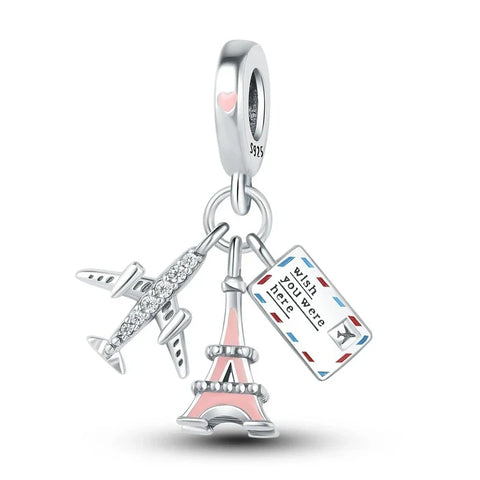 With An Airplane Passport And Letter Charm