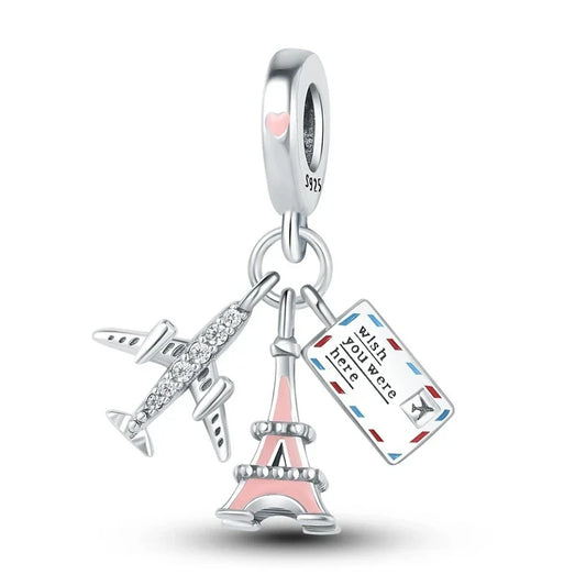 With An Airplane Passport And Letter Charm