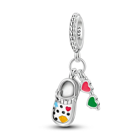 Baby Shoe And Heart Charm - With Baby Shoe And Heart Pandora Charm