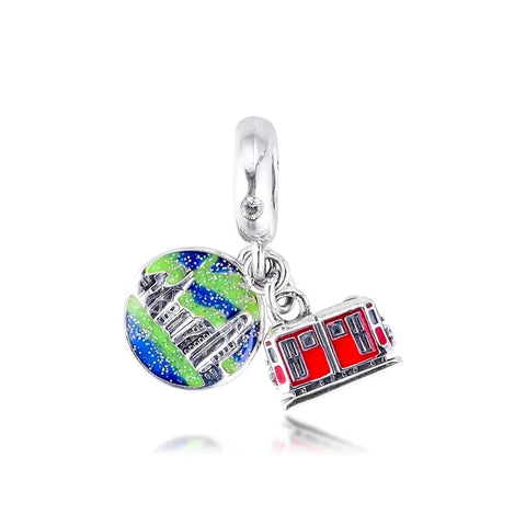 With City Skyline And Bus Charm - With City Skyline And Bus Charm