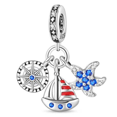 With Sailboat Starfish And Anchor Charm - With Sailboat Starfish And Anchor Pandora Charm