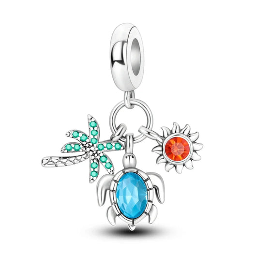 Turtle Palm Tree And Sun Charm