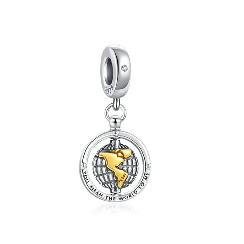 World Is A Beautiful Place In Silver And Gold Charm - World Is A Beautiful Place In Silver And Gold Charm