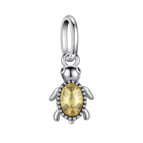 Yellow Turtle With Silver Plated Chain Pandora Charm