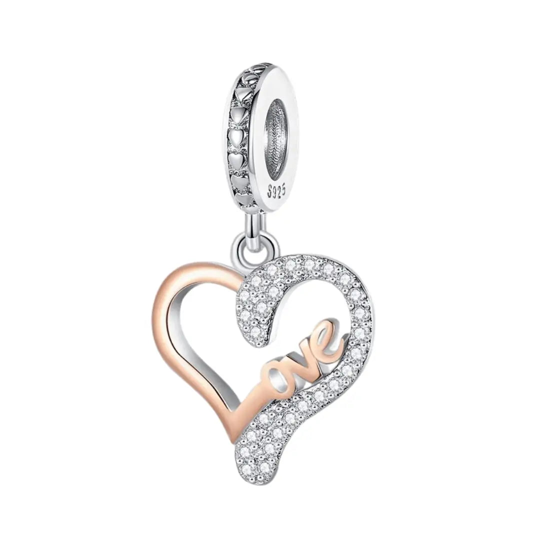 Zircon Love Heart Dangle Charm