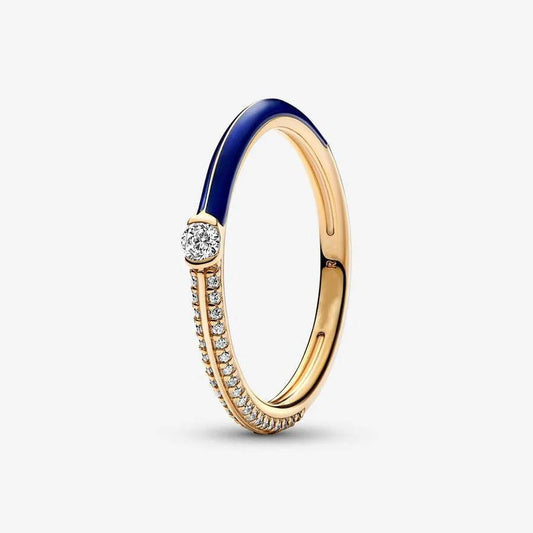 Gold ME Pave & Blue Dual Ring