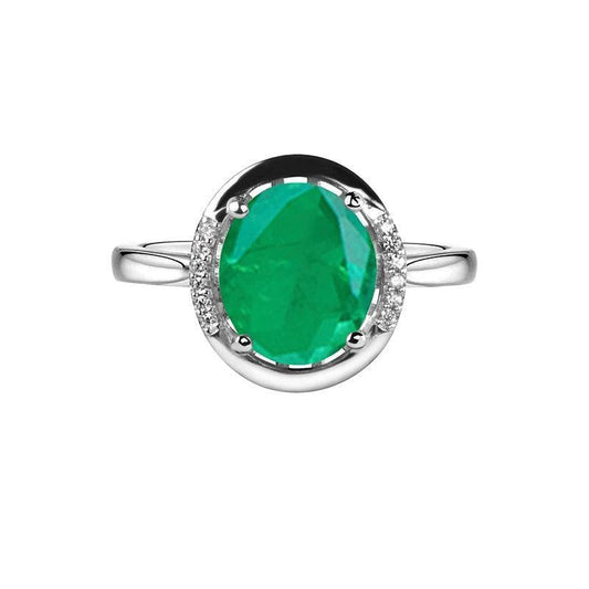 Elegant Emerald Green Gemstone Ring with Diamond Accents