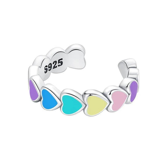 Sterling Silver Heart-Shaped Enamel Earrings with Vibrant Colors