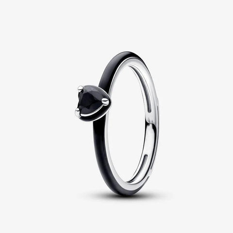 Silver ME Black Chakra Heart Ring