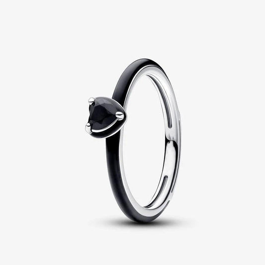 Silver ME Black Chakra Heart Ring