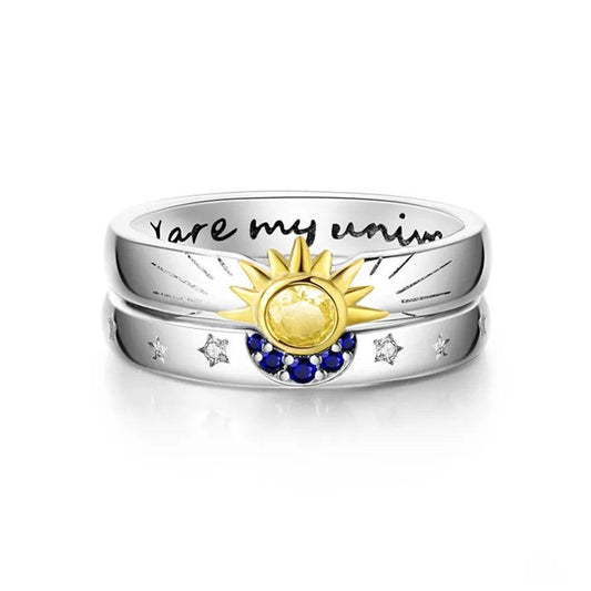 Sun and Moon silver Ring Set
