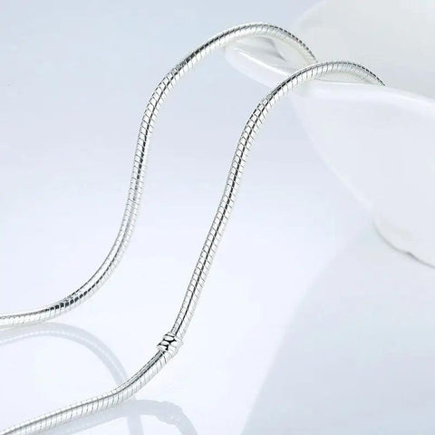 Elegant Sterling Silver Snake Chain Necklace with Sleek Barrel Clasp - Elegant Sterling Silver Snake Chain Necklace with Sleek Barrel Clasp