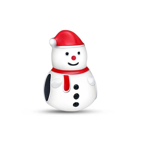 Sterling Silver Christmas Charm with Smiling Snowman & Red Hat - Sterling Silver Christmas Charm with Smiling Snowman & Red Hat
