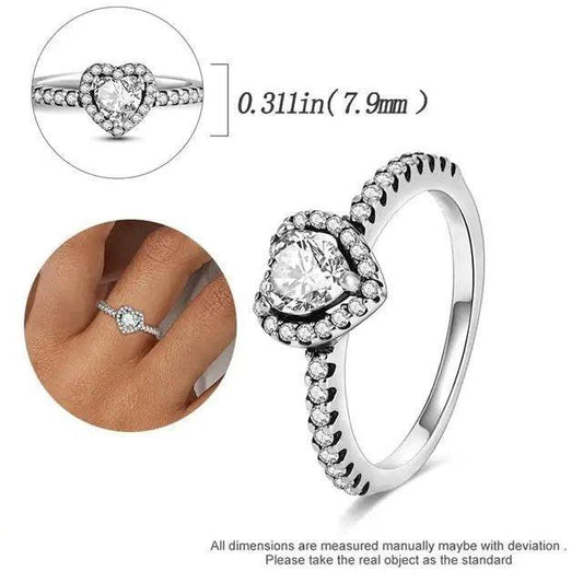 Elevated Heart Diamond Silver Engagement Ring