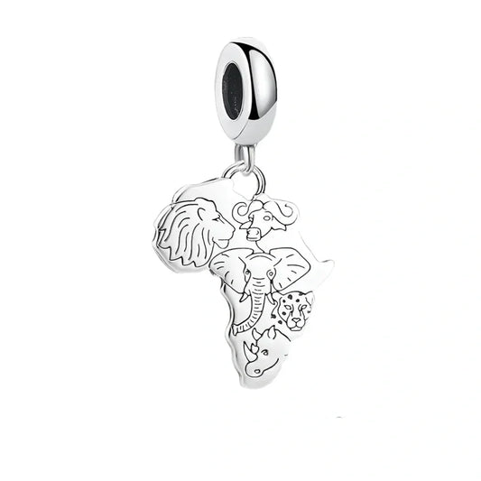 Silver Africa-shaped charm.