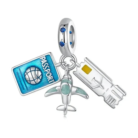 jewlouli air travel adventure trio dangle pandora charm jewelry fits pandora bracelet