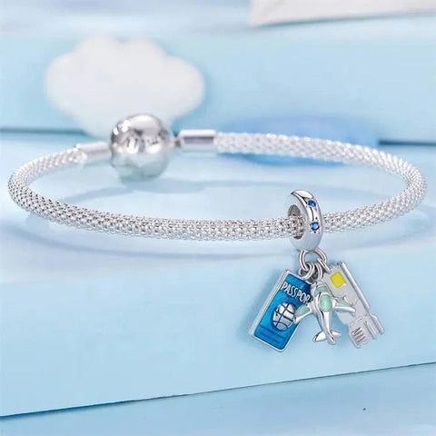 jewlouli air travel adventure trio dangle pandora charm jewelry fits pandora bracelet