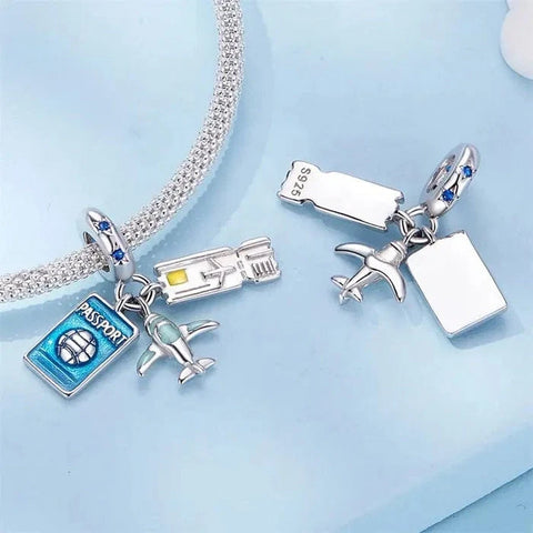 jewlouli air travel adventure trio dangle pandora charm jewelry fits pandora bracelet