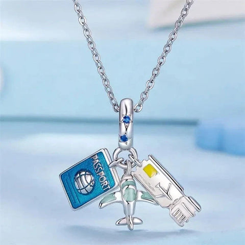 jewlouli air travel adventure trio dangle pandora charm jewelry fits pandora bracelet