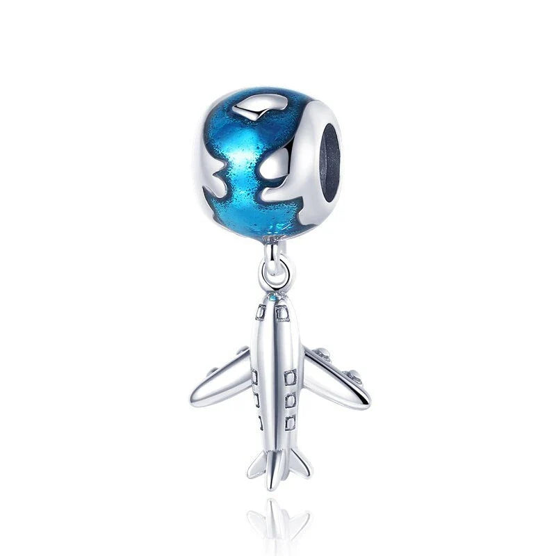 airplane blue earth charm