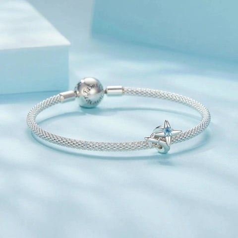 Airplane & Blue Star Crystal Charm - Airplane & Blue Star Crystal Charm