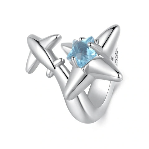 jewlouli airplane blue star crystal pandora charm jewelry fits pandora bracelet