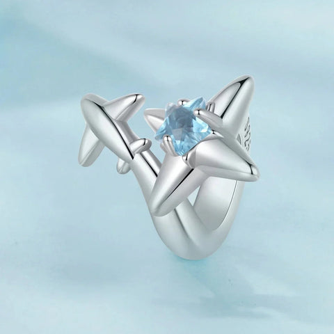 jewlouli airplane blue star crystal pandora charm jewelry fits pandora bracelet