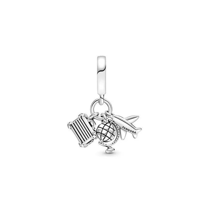 Airplane, Globe & Suitcase Dangle Charm