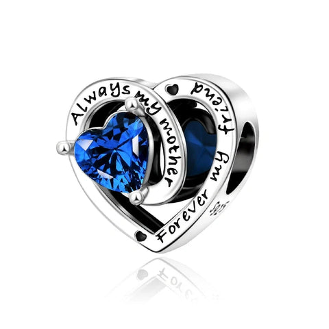Always My Mother, Forever My Friend Birthstone Heart Charm - Always My Mother, Forever My Friend Birthstone Heart Charm