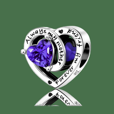 Always My Mother, Forever My Friend Birthstone Heart Charm - Always My Mother, Forever My Friend Birthstone Heart Charm