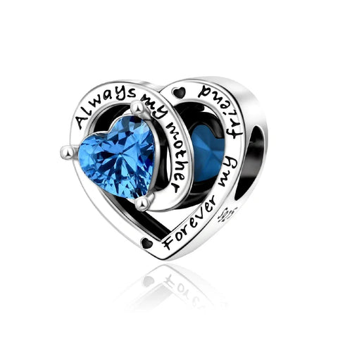 Always My Mother, Forever My Friend Birthstone Heart Charm - Always My Mother, Forever My Friend Birthstone Heart Charm