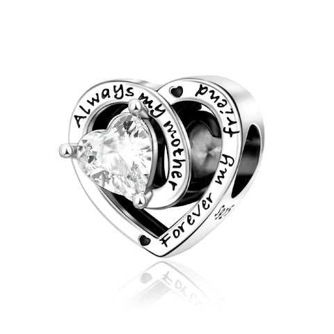 Always My Mother, Forever My Friend Birthstone Heart Charm - Always My Mother, Forever My Friend Birthstone Heart Charm