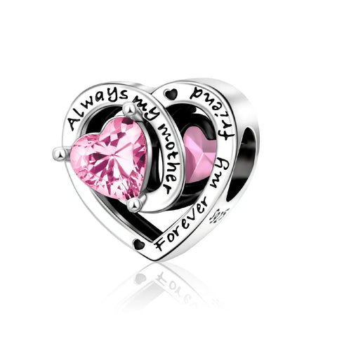 jewlouli always my mother forever my friend birthstone heart pandora charm jewelry fits pandora bracelet