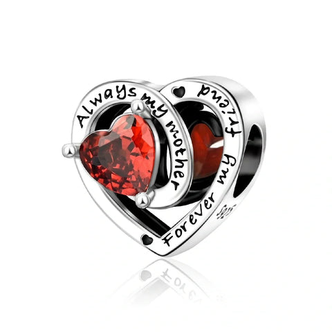 jewlouli always my mother forever my friend birthstone heart pandora charm jewelry fits pandora bracelet