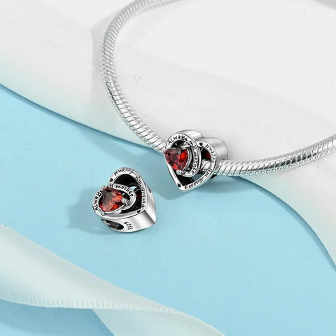 jewlouli always my mother forever my friend birthstone heart pandora charm jewelry fits pandora bracelet